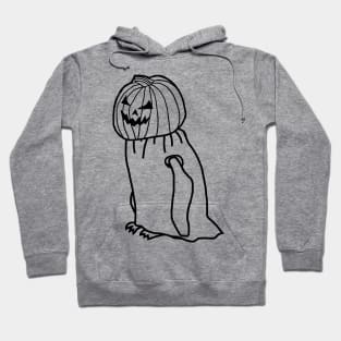 Minimal Penguin Wearing Halloween Costume Outline Hoodie